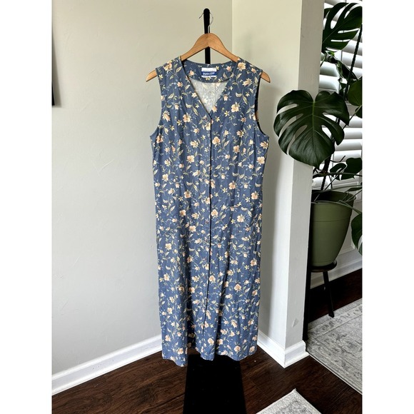 Vintage Womens Pendleton Floral Blue Sleeveless Dress - Picture 2 of 6